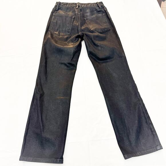 Good American Good Legs Curvy Flare Black Coated Denim Jeans SIze 4 / 27 - Picture 3 of 7